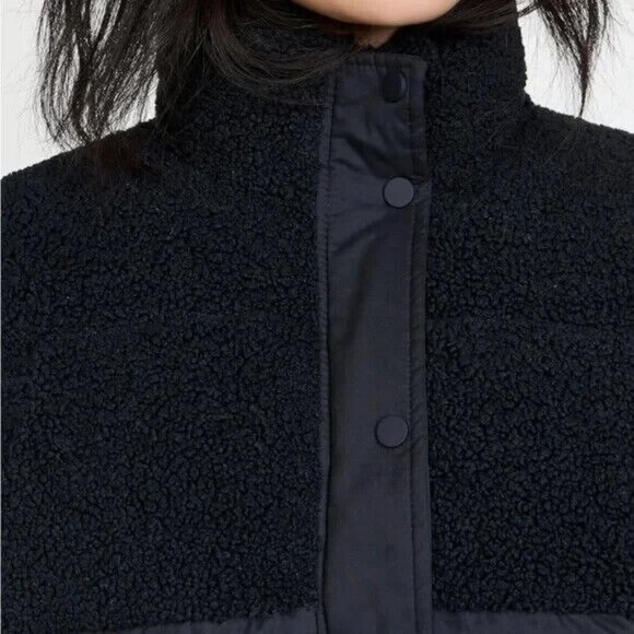 Good American 90s Sherpa Trucker Jacket Mix Blue Shearling Oversized Size 4 XL - Picture 12 of 13